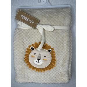 Kit + Pearl Lion Beige Tan Baby Blanket Soft Safari Bon Bebe